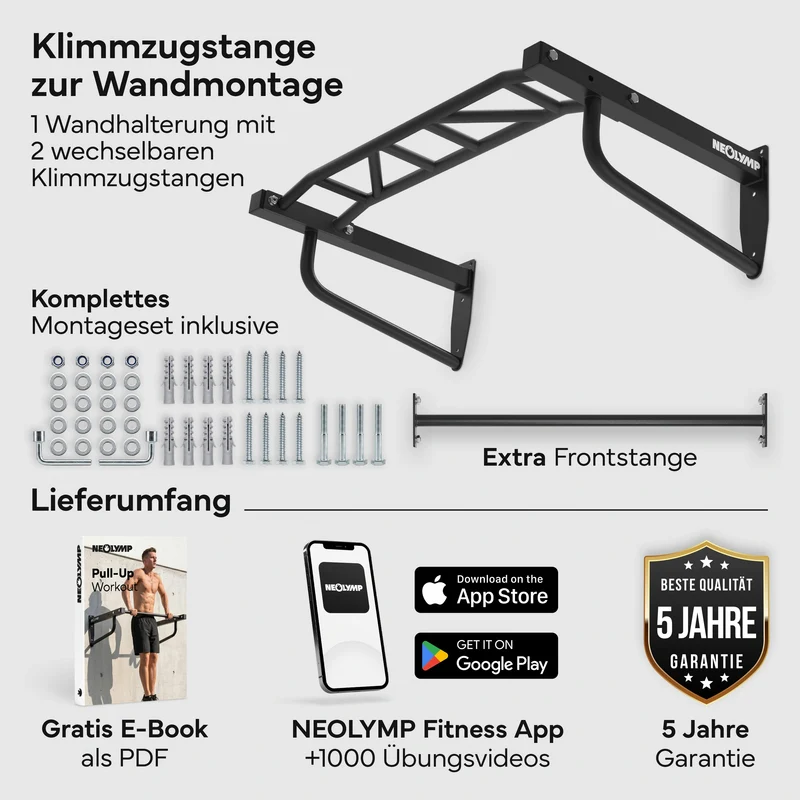 Klimmzugstange Wandmontage - 2-in-1 Klimmzugstation