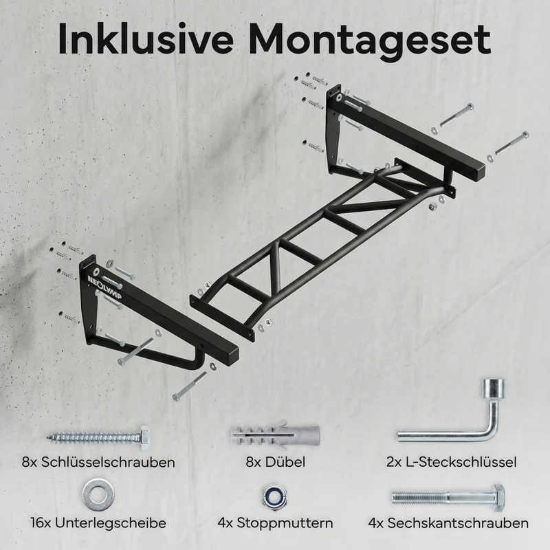 Klimmzugstange Wandmontage - 2-in-1 Klimmzugstation