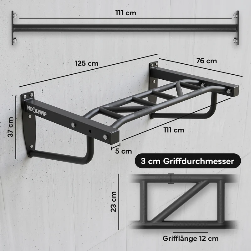 Klimmzugstange Wandmontage - 2-in-1 Klimmzugstation