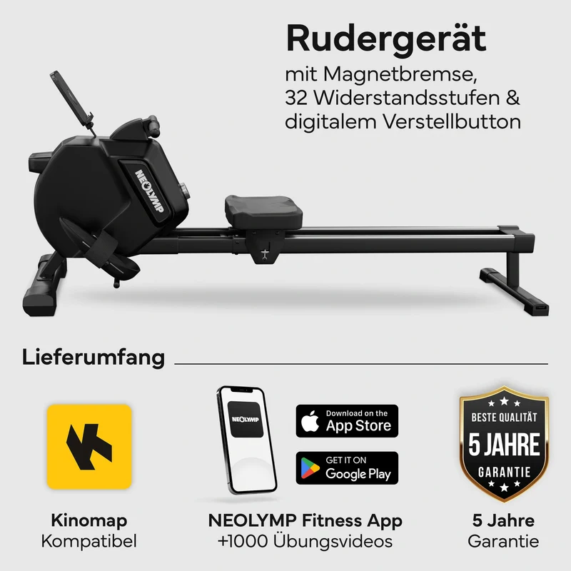 Rudergerät – Rudermaschine mit 32 Widerstandsstufen