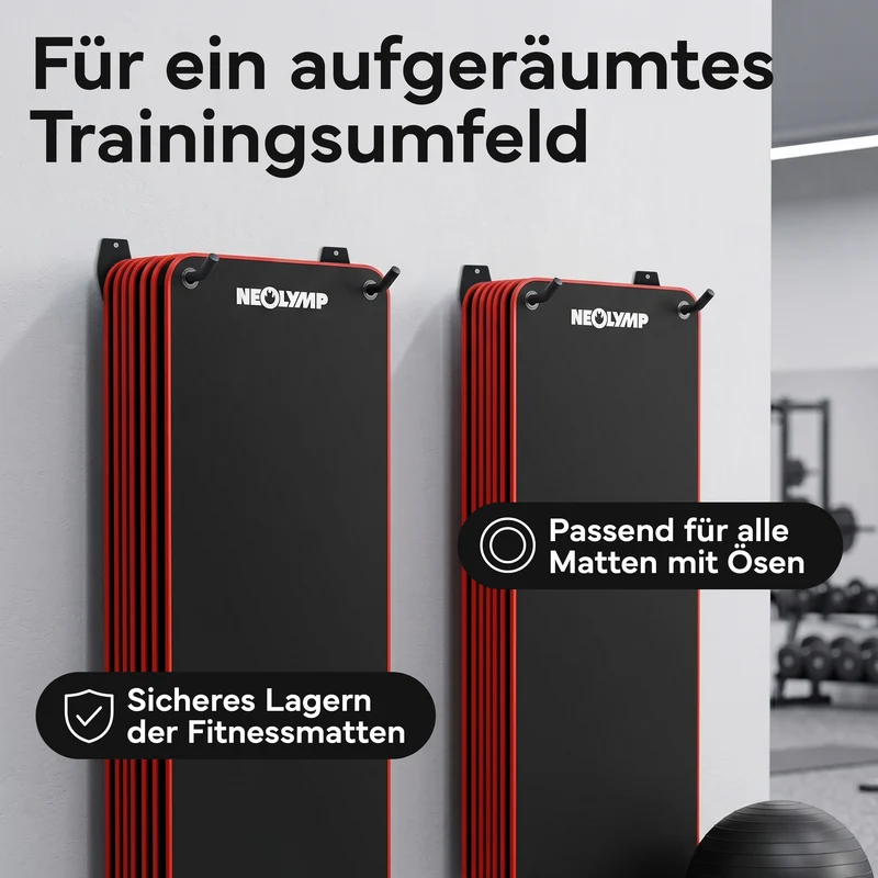Wandhalterung 2er-Set - für Fitnessmatten mit Ösen