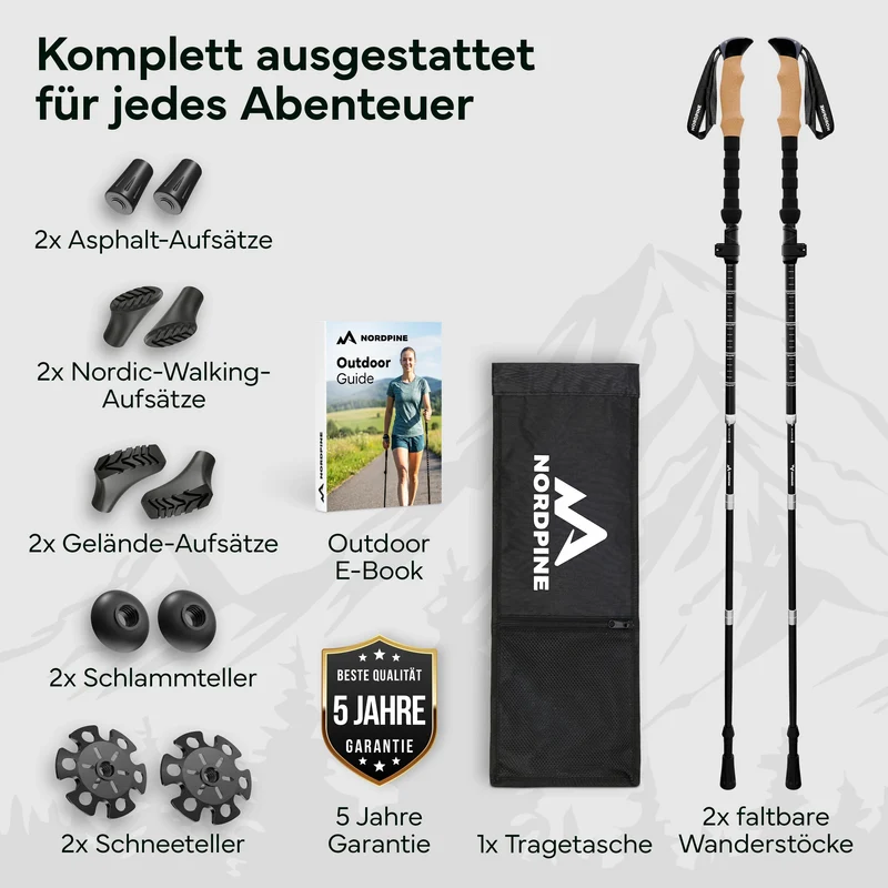 Faltbare Wanderstöcke aus Carbon / Aluminium