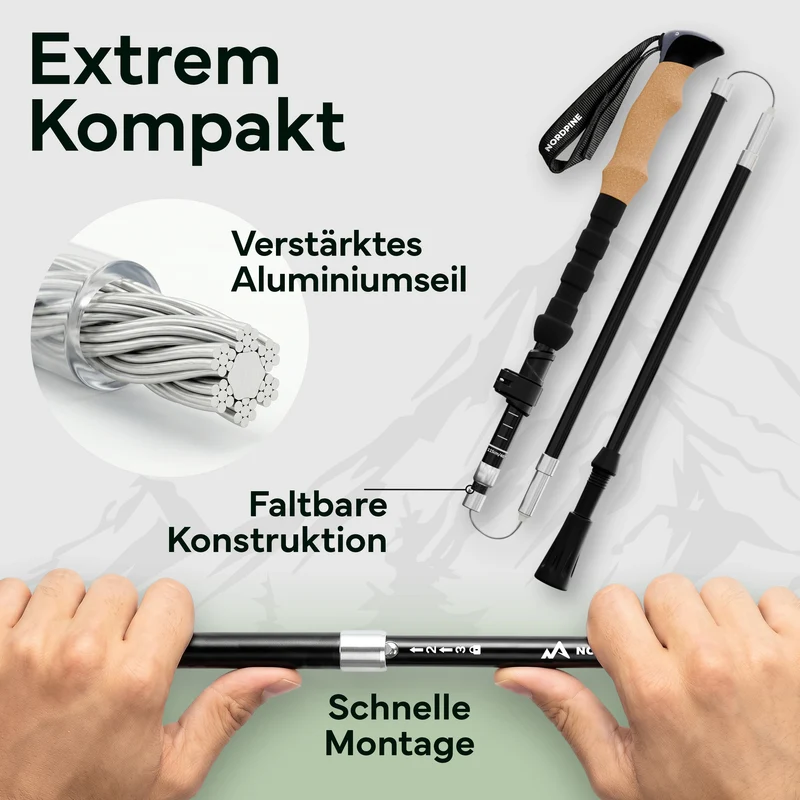 Faltbare Wanderstöcke aus Carbon / Aluminium