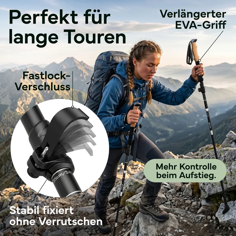 Faltbare Wanderstöcke aus Carbon / Aluminium