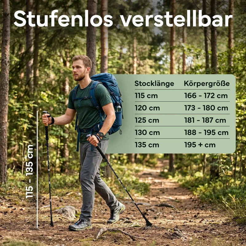 Faltbare Wanderstöcke aus Carbon / Aluminium