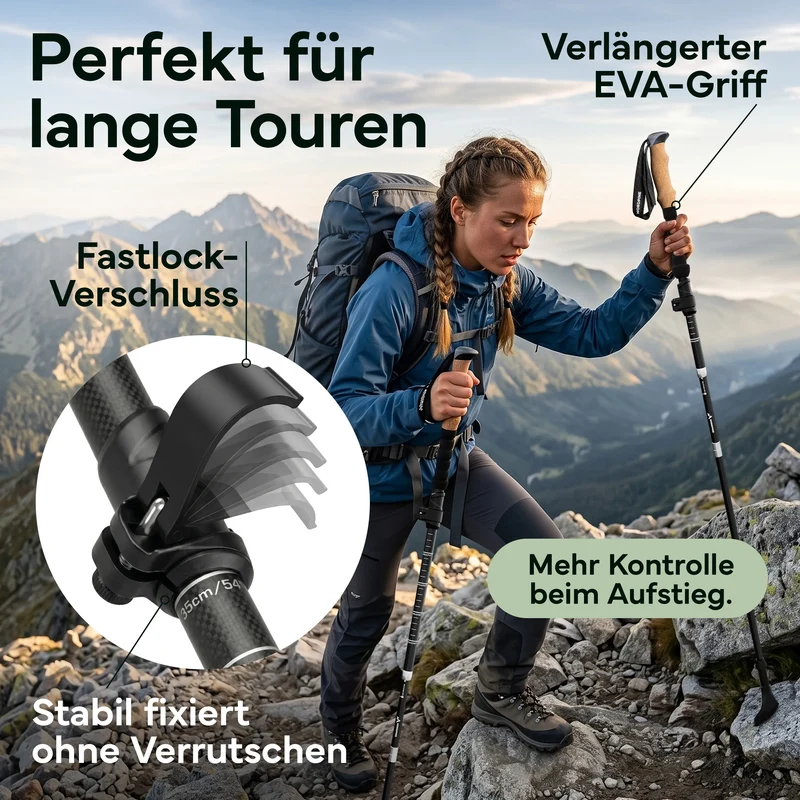 Faltbare Wanderstöcke aus Carbon / Aluminium