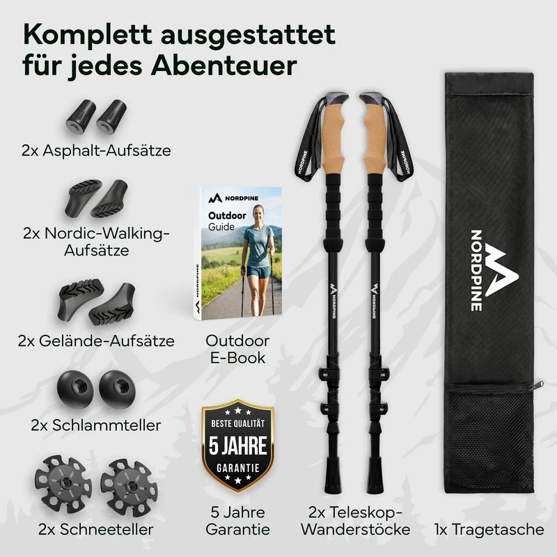 Teleskop Wanderstöcke aus Carbon / Aluminium