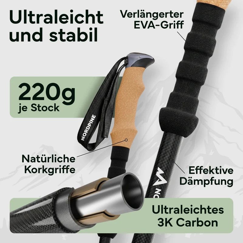 Teleskop Wanderstöcke aus Carbon / Aluminium