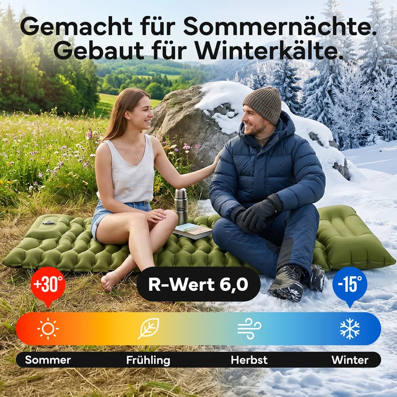 Isomatte Single - kombinierbar, integrierte Luftpumpe
