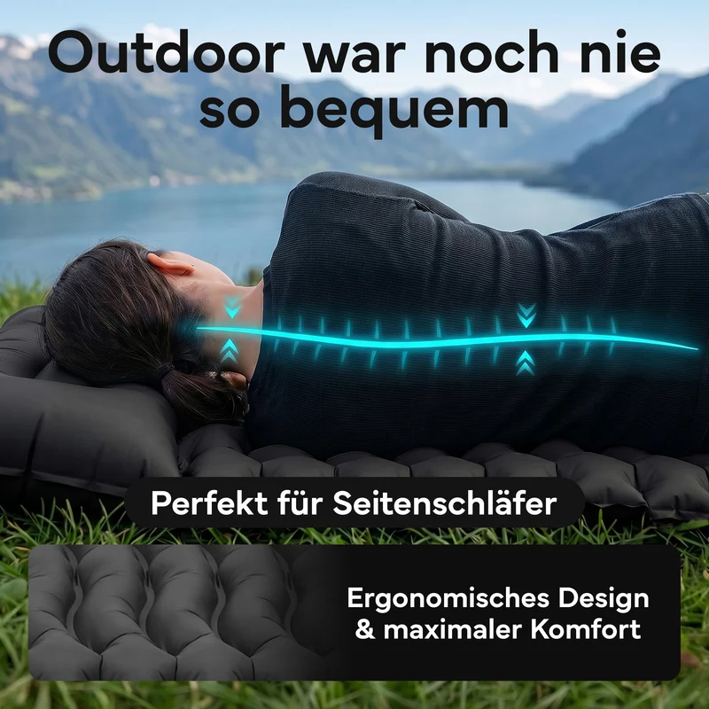 Isomatte Single - kombinierbar, integrierte Luftpumpe