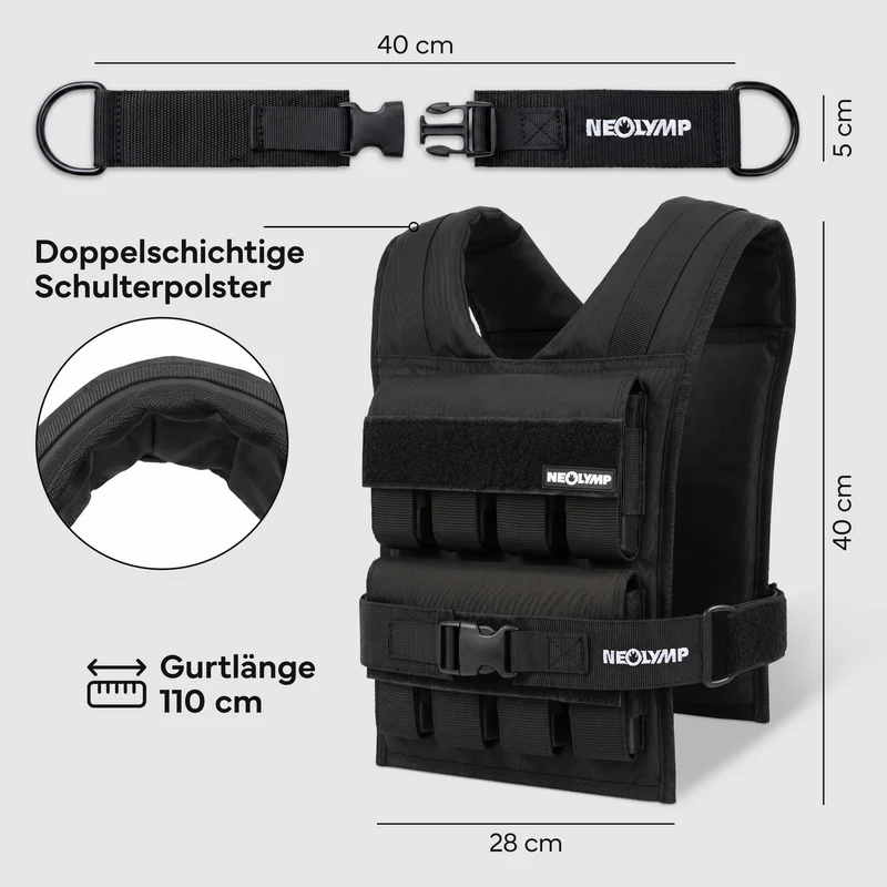 Verstellbare Gewichtsweste bis 20 kg, für Calisthenics