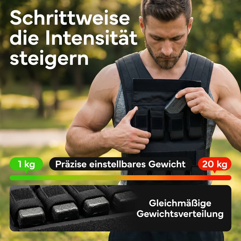 Verstellbare Gewichtsweste bis 20 kg, für Calisthenics
