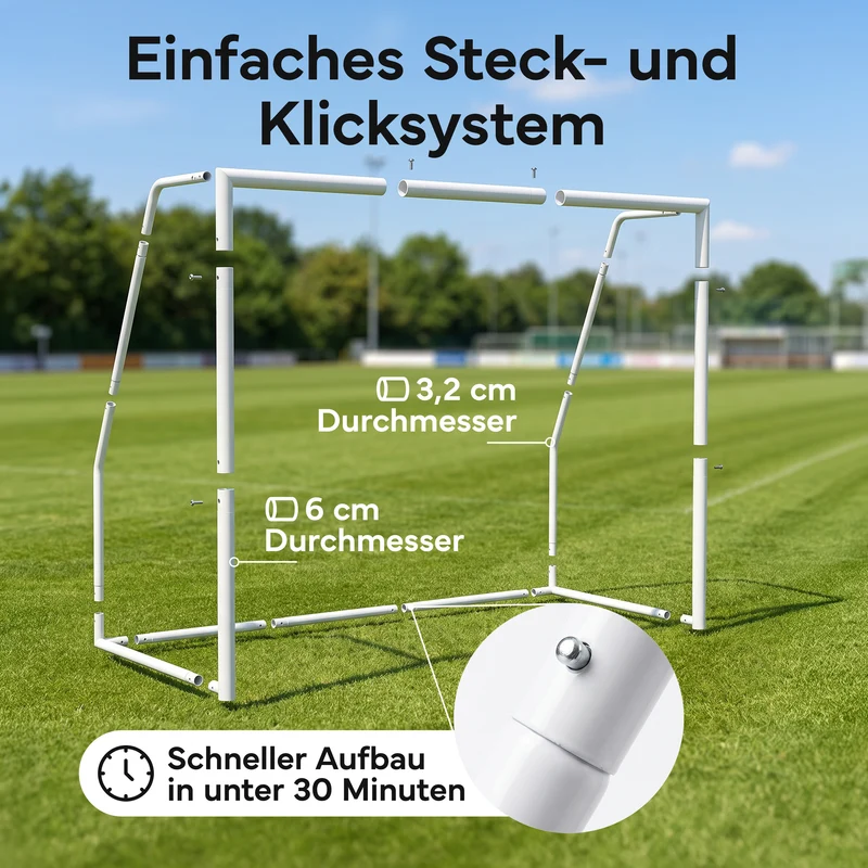 Fußballtor Stadion-Optik, Stahlrahmen, 3 Größen