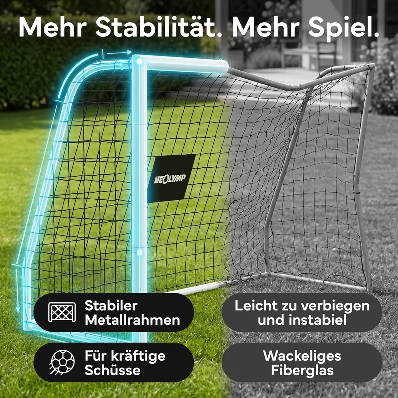 Fußballtor Stadion-Optik, Stahlrahmen, 3 Größen