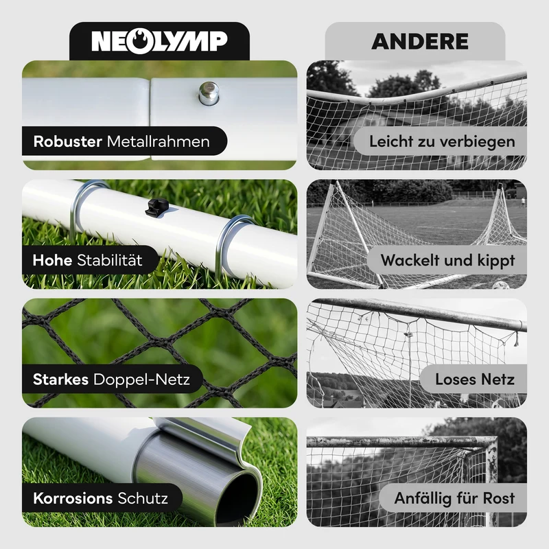 Fußballtor Stadion-Optik, Stahlrahmen, 3 Größen