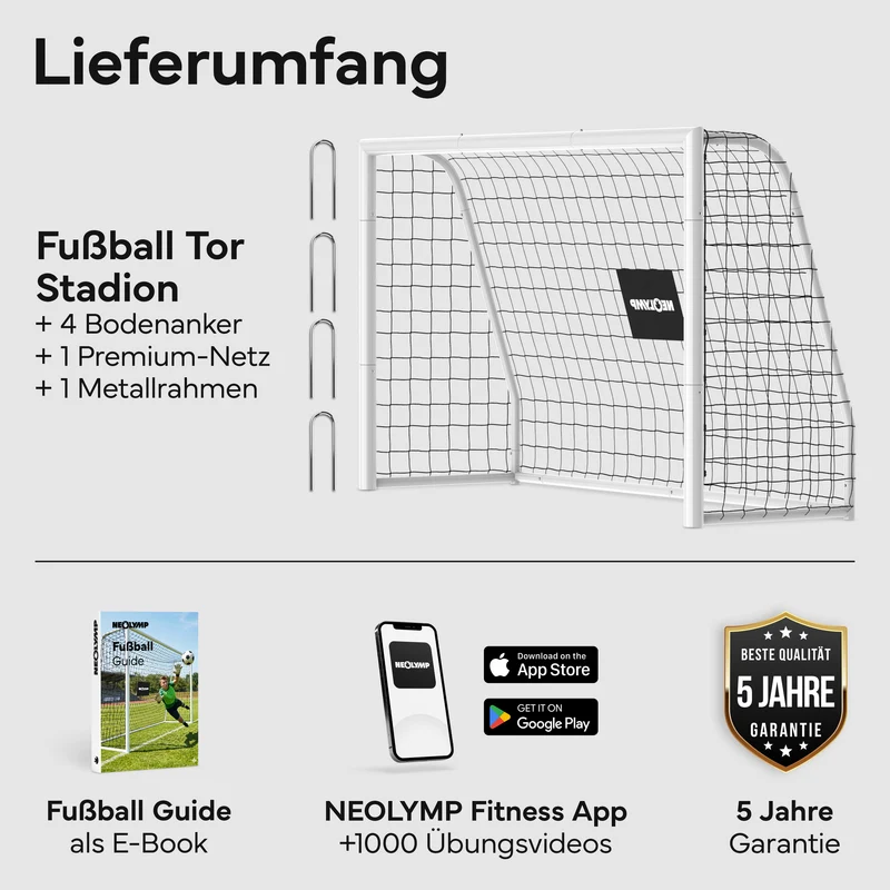 Fußballtor Stadion-Optik, Stahlrahmen, 3 Größen