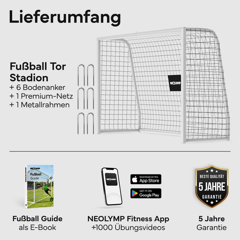 Fußballtor Stadion-Optik, Stahlrahmen, 3 Größen