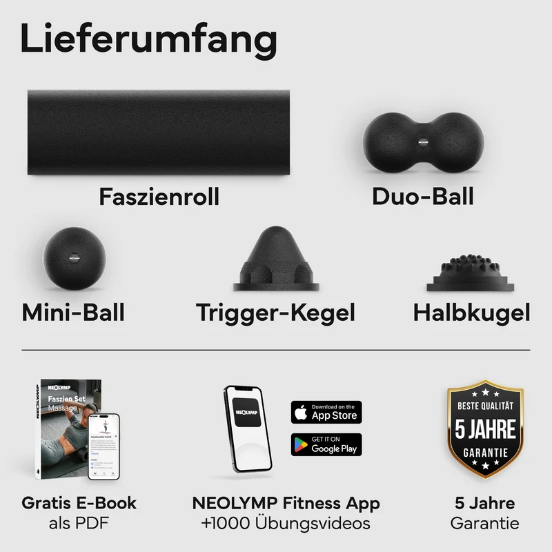 5-teiliges Faszienrollen Set