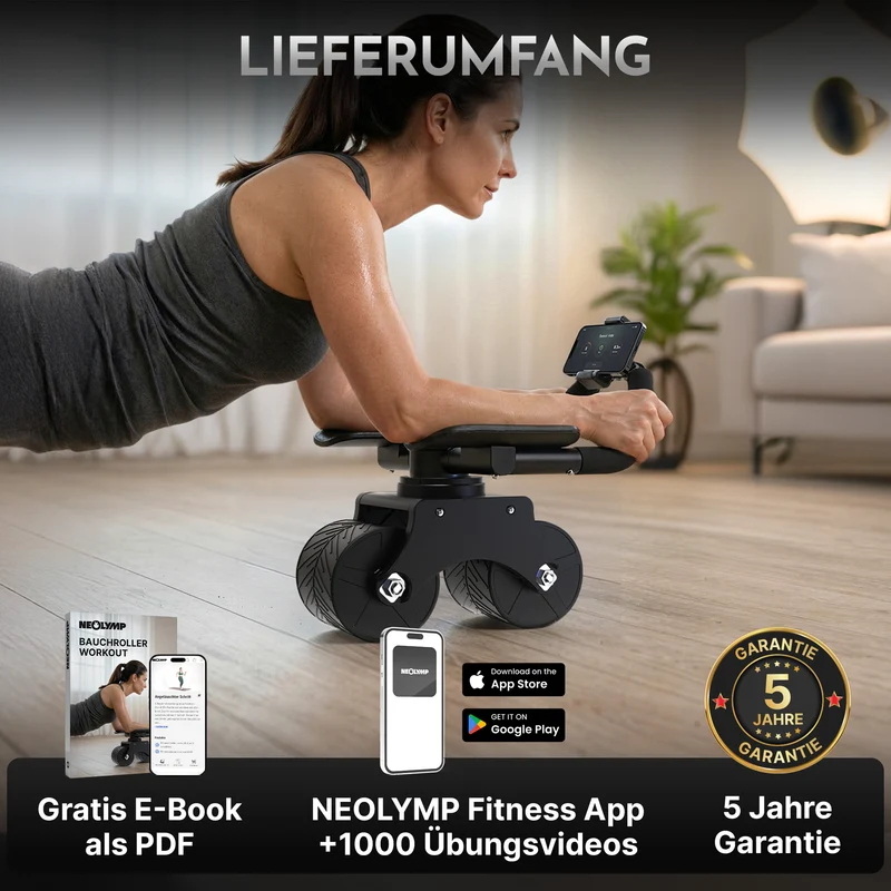 Bauchroller mit Unterarm-Auflage (schwarz) - Patentiert, 180° drehbar