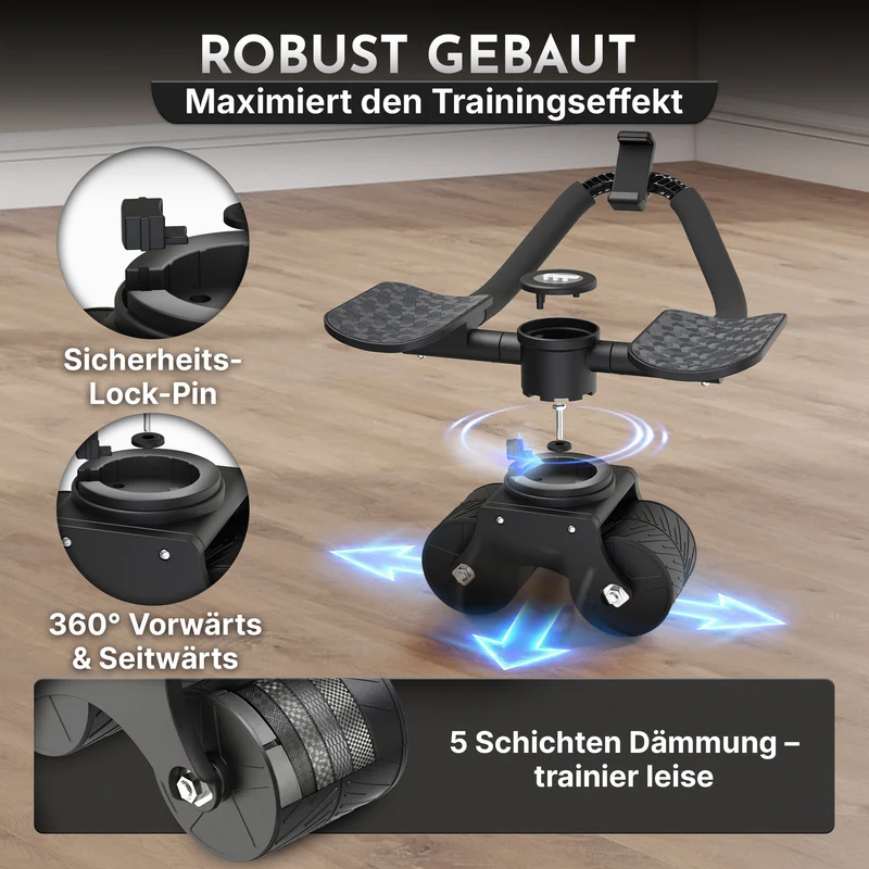 Bauchroller mit Unterarm-Auflage (schwarz) - Patentiert, 180° drehbar