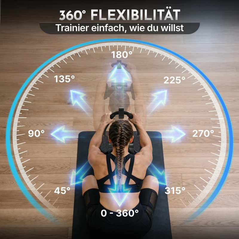 Bauchroller mit Unterarm-Auflage (schwarz) - Patentiert, 180° drehbar