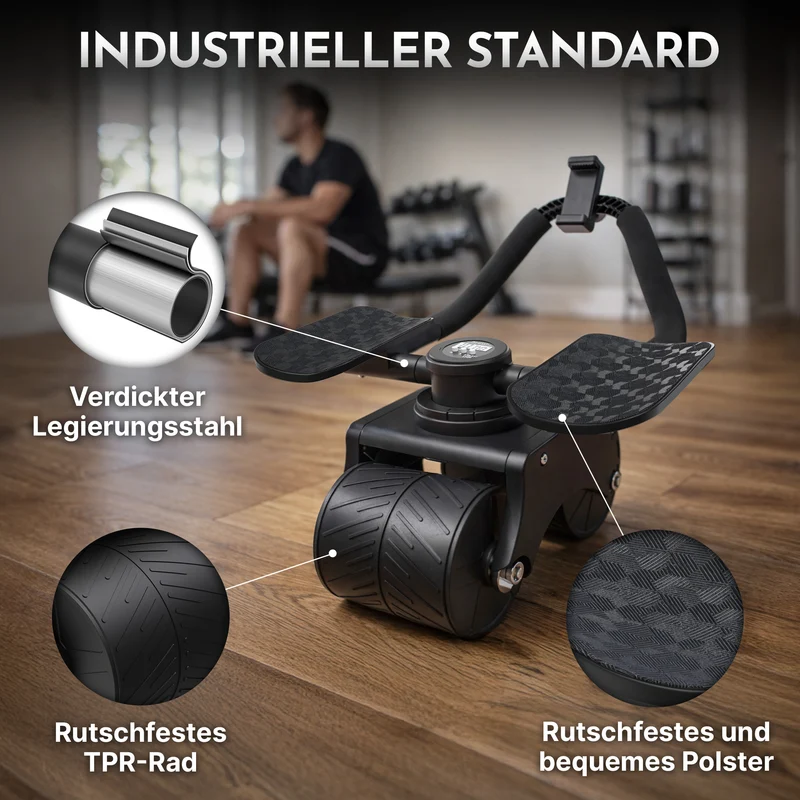Bauchroller mit Unterarm-Auflage (schwarz) - Patentiert, 180° drehbar