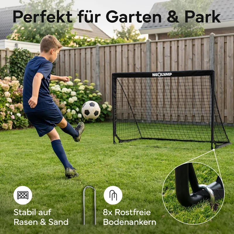 Fußballtore 2er Set in schwarz - mit Fiberglass, für Indoor & Outdoor