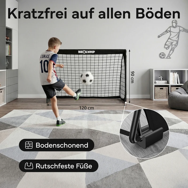 Fußballtore 2er Set in schwarz - mit Fiberglass, für Indoor & Outdoor