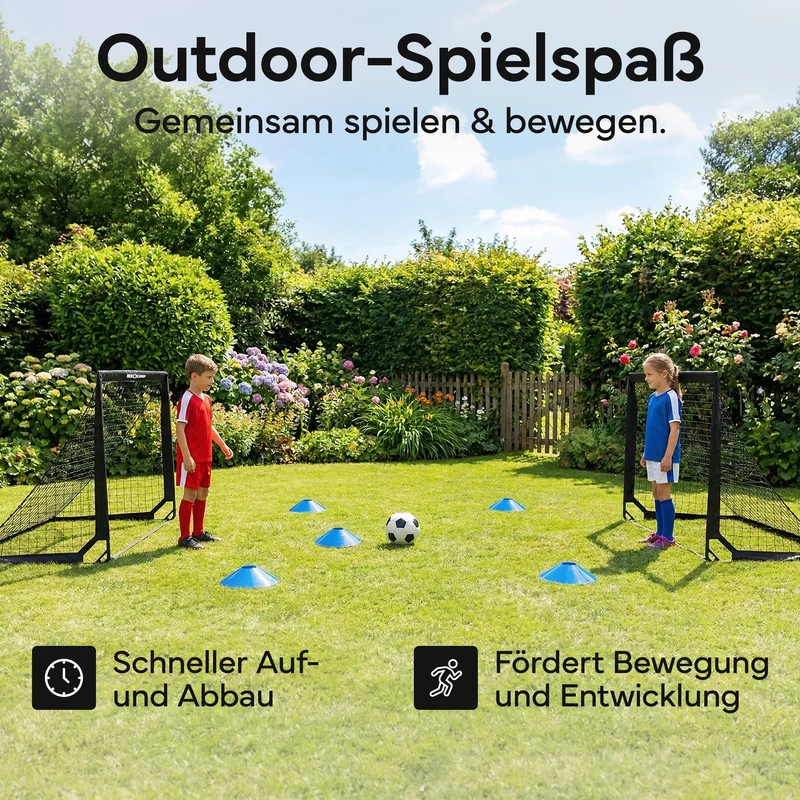 Fußballtore 2er Set in schwarz - mit Fiberglass, für Indoor & Outdoor