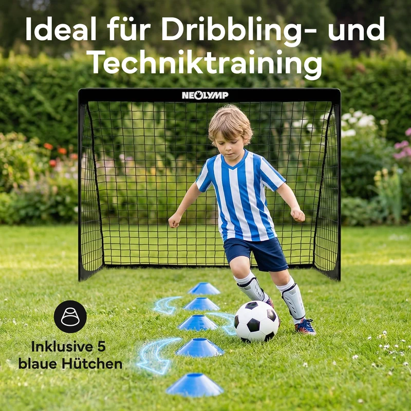 Fußballtore 2er Set in schwarz - mit Fiberglass, für Indoor & Outdoor