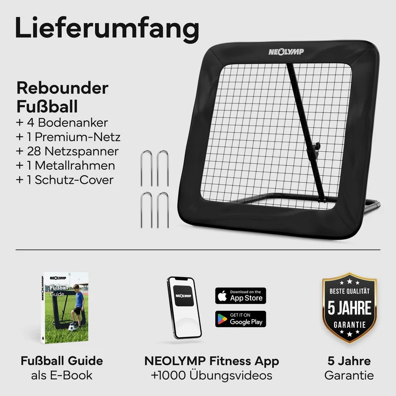Fußball Rebounder Fußball in schwarz - Indoor & Outdoor Rückprallwand