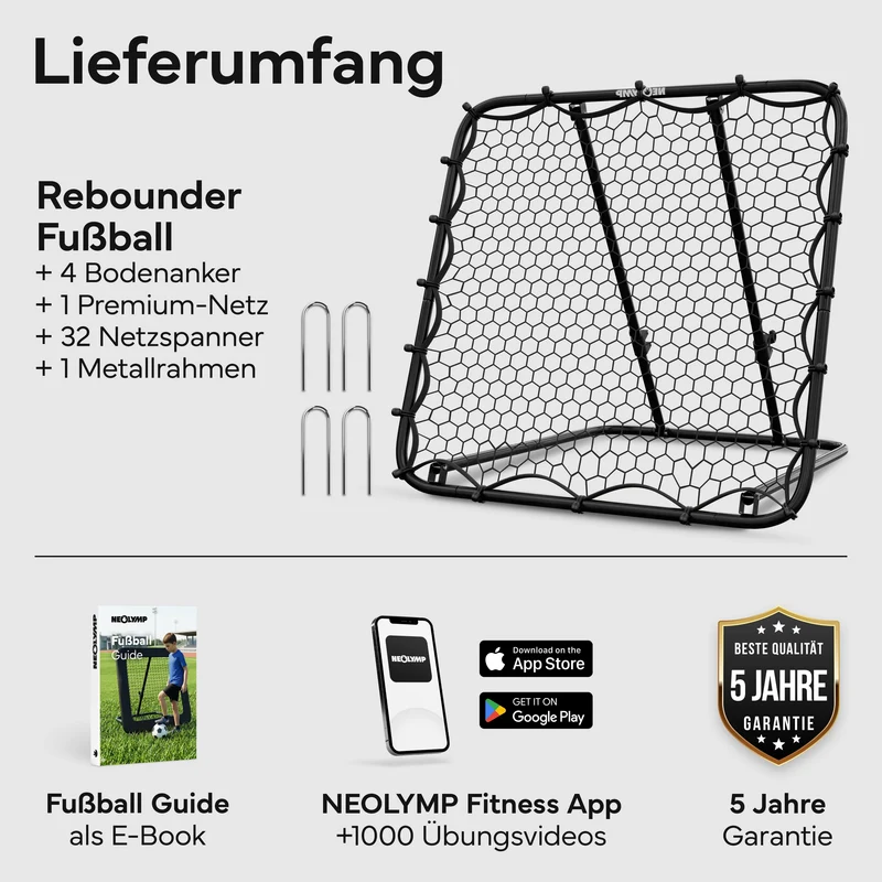 Fußball Rebounder Fußball in schwarz - Indoor & Outdoor Rückprallwand