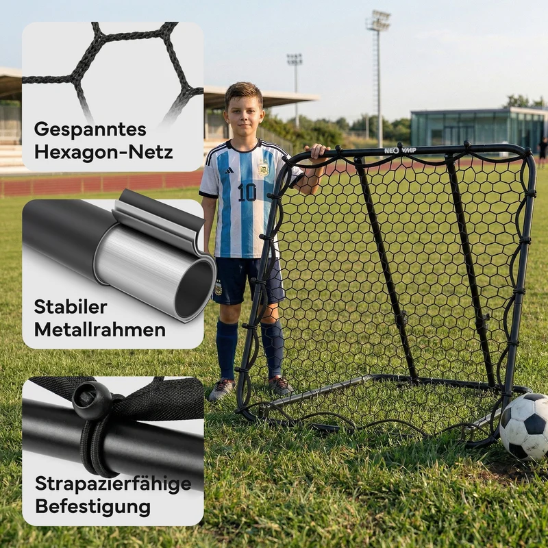 Fußball Rebounder Fußball in schwarz - Indoor & Outdoor Rückprallwand