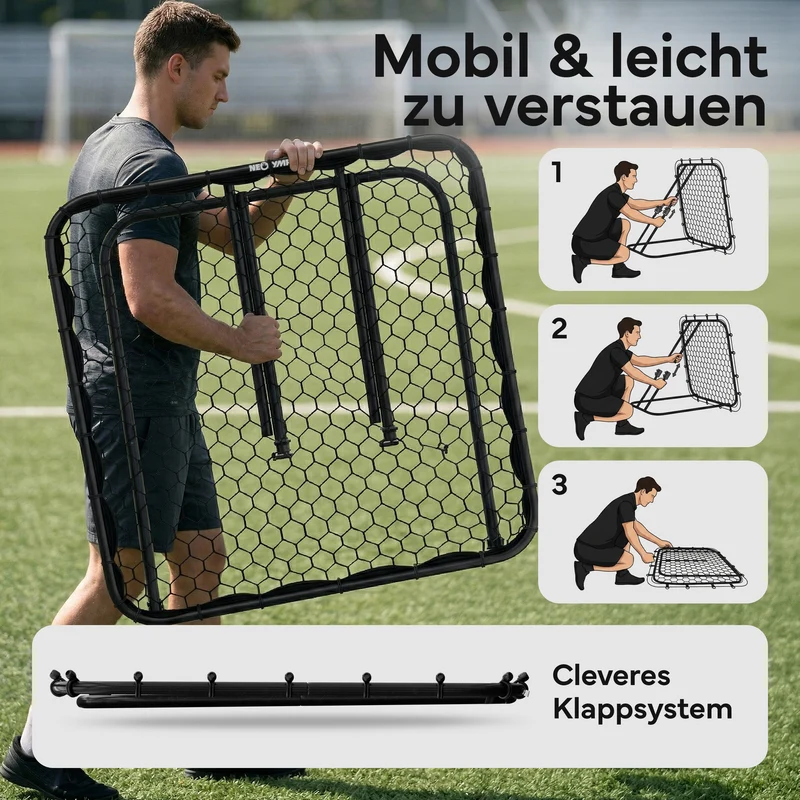Fußball Rebounder Fußball in schwarz - Indoor & Outdoor Rückprallwand