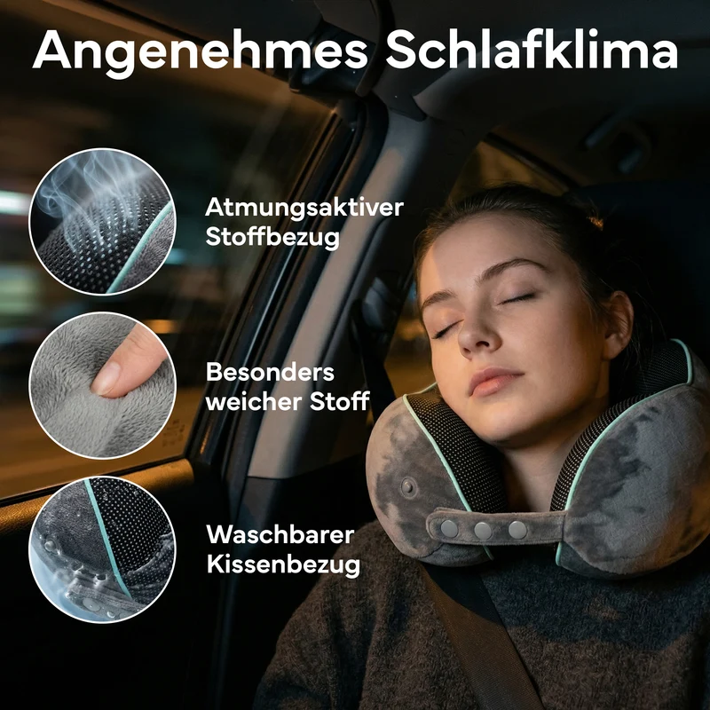 Reise-Nackenkissen - mit 360°-Kopfstütze und Memory Foam