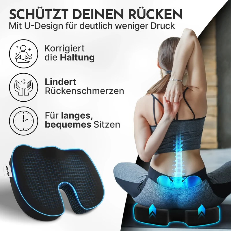 Ergonomisches Sitzkissen – 3 Härtegrade, mit Memory Foam