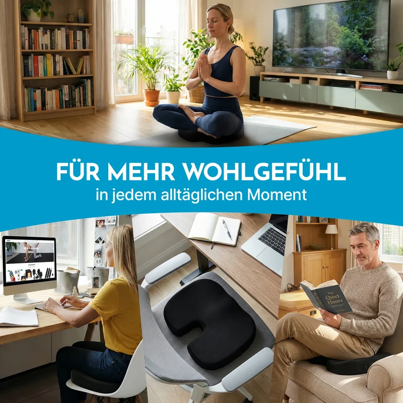 Ergonomisches Sitzkissen – 3 Härtegrade, mit Memory Foam