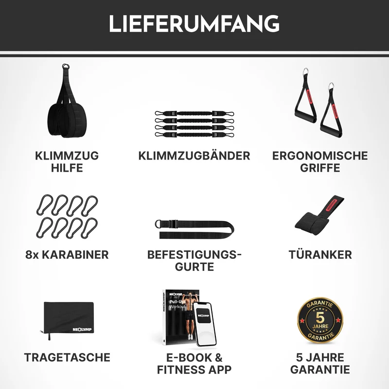 Klimmzughilfe - mit Fußschlaufen und 4-Bänder-System