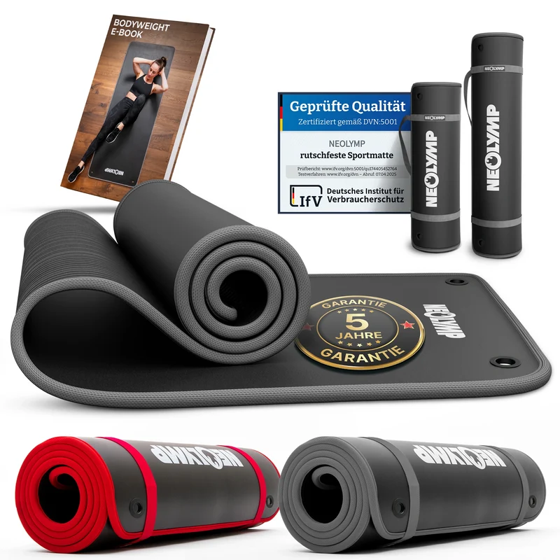 Fitnessmatte mit Ösen - extra dick und rutschfest