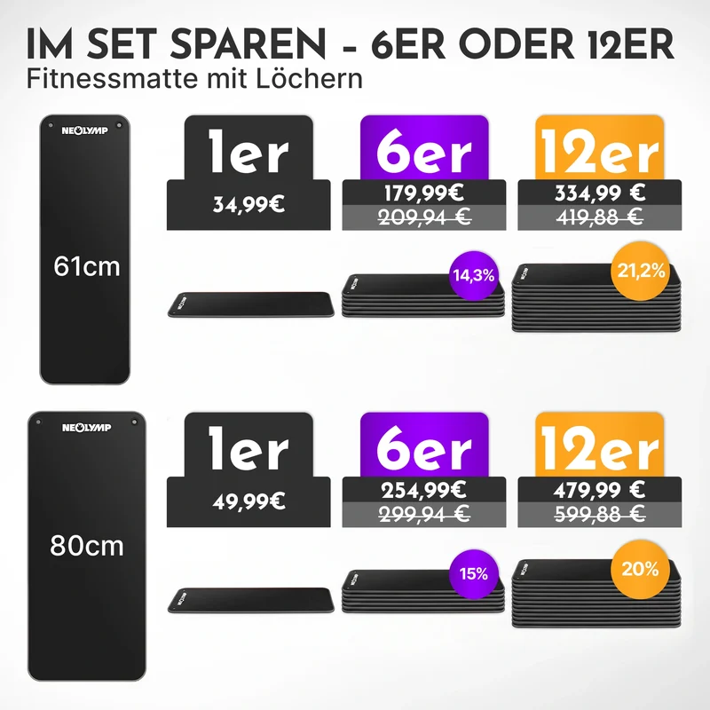 Fitnessmatte mit Ösen - extra dick und rutschfest