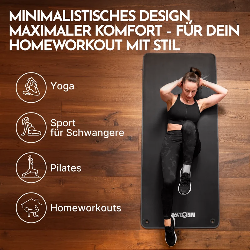 Fitnessmatte mit Ösen - extra dick und rutschfest