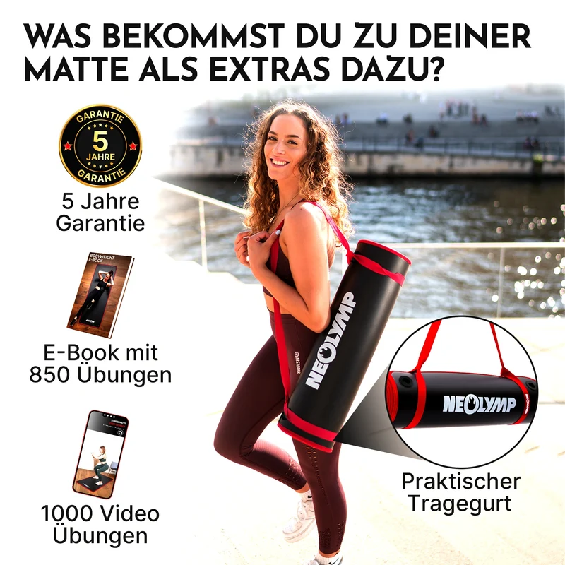 Fitnessmatte mit Ösen - extra dick und rutschfest
