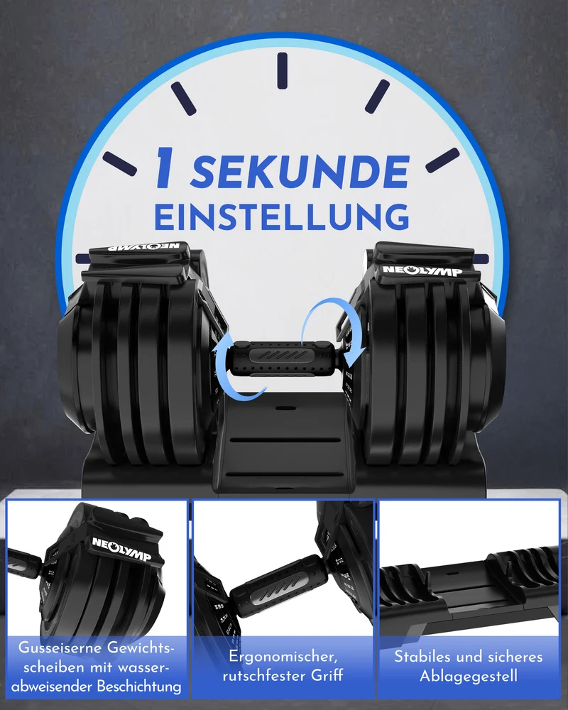 3-in-1 Hantelset zum Verstellen 24kg