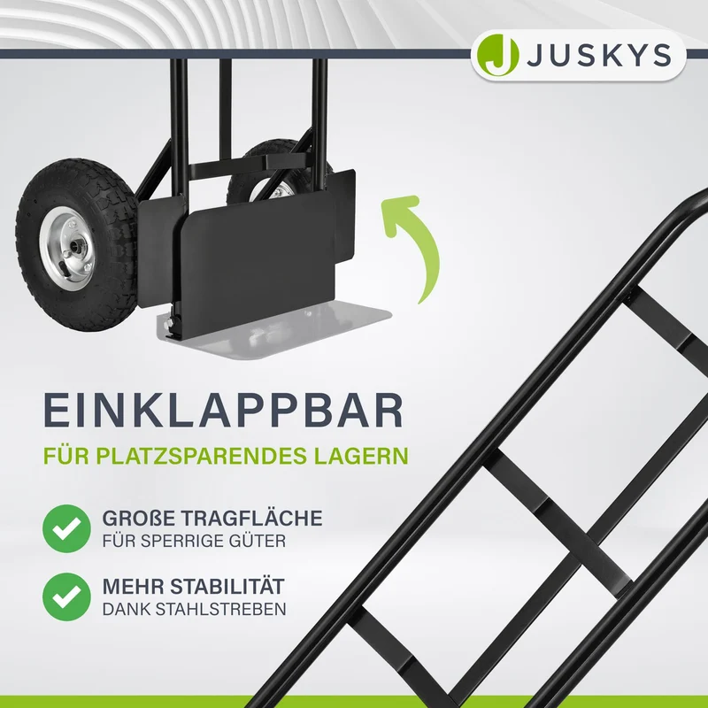 Sackkarre Basic in schwarz mit roten Griffen klappbar