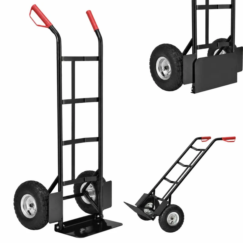 Sackkarre Basic in schwarz mit roten Griffen klappbar