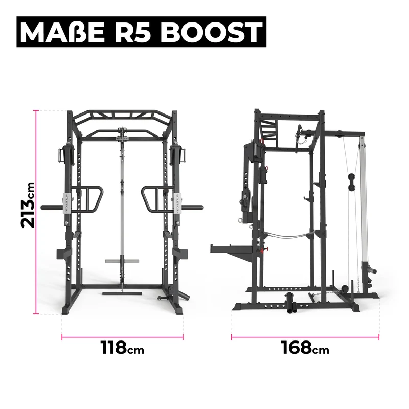 R5 Boost | Power Rack | Latzug- & Rudereinheit | Jammer Arms | 213cm