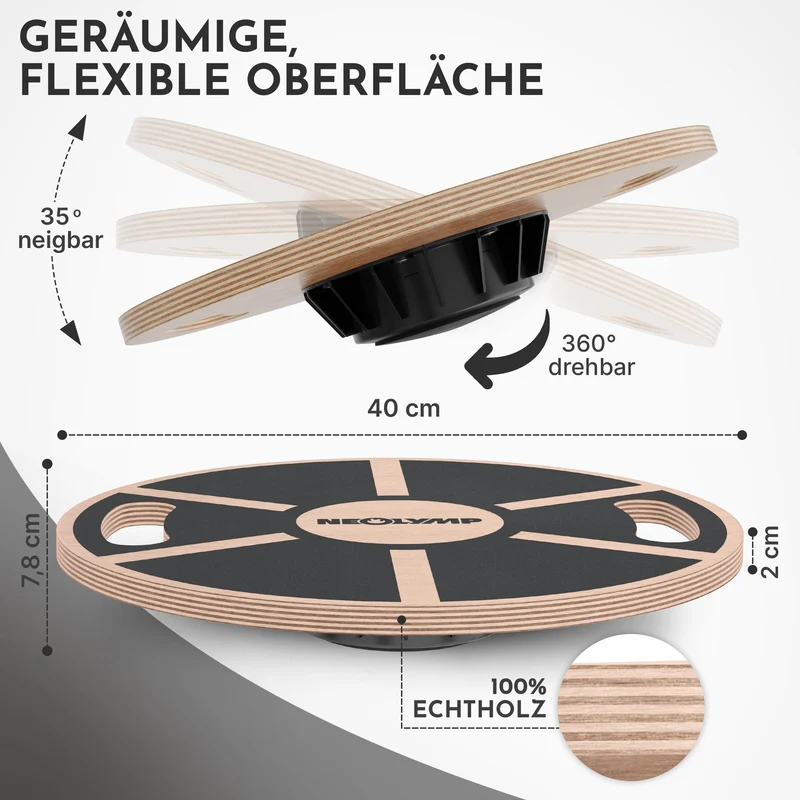 Balance-Pad aus Echtholz - mit Griffen