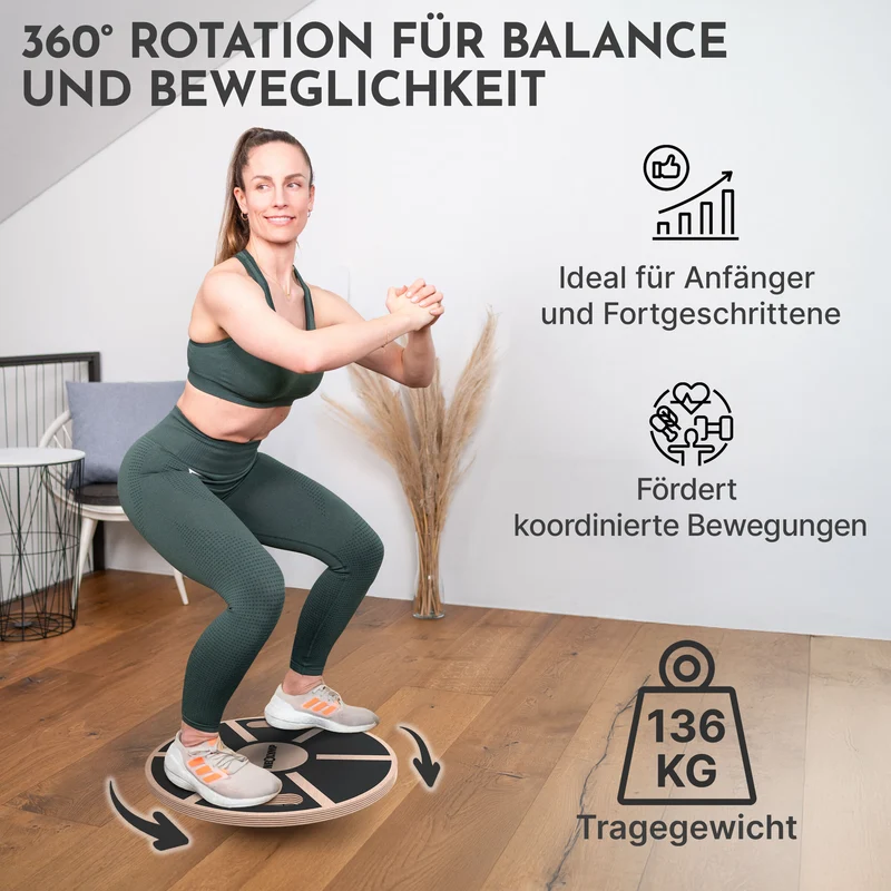 Balance-Pad aus Echtholz - mit Griffen