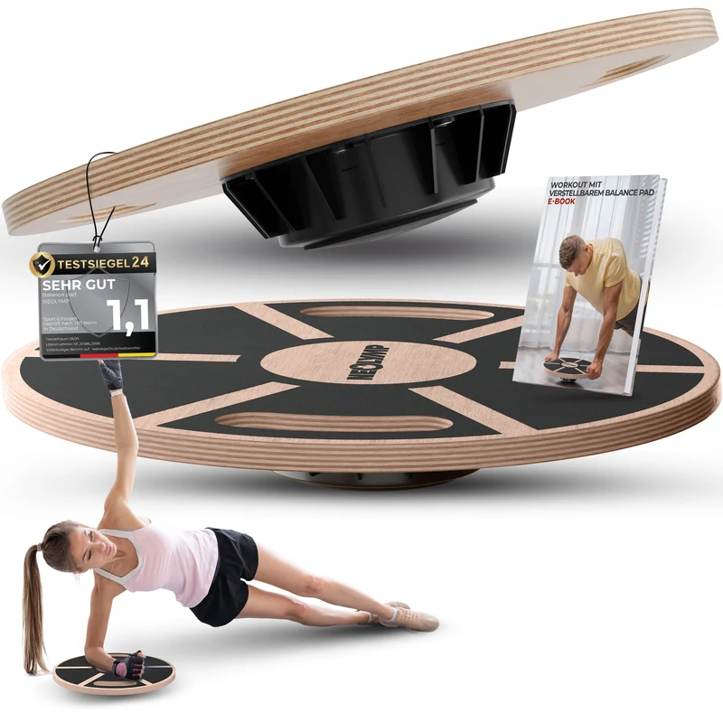 Balance-Pad aus Echtholz - mit Griffen