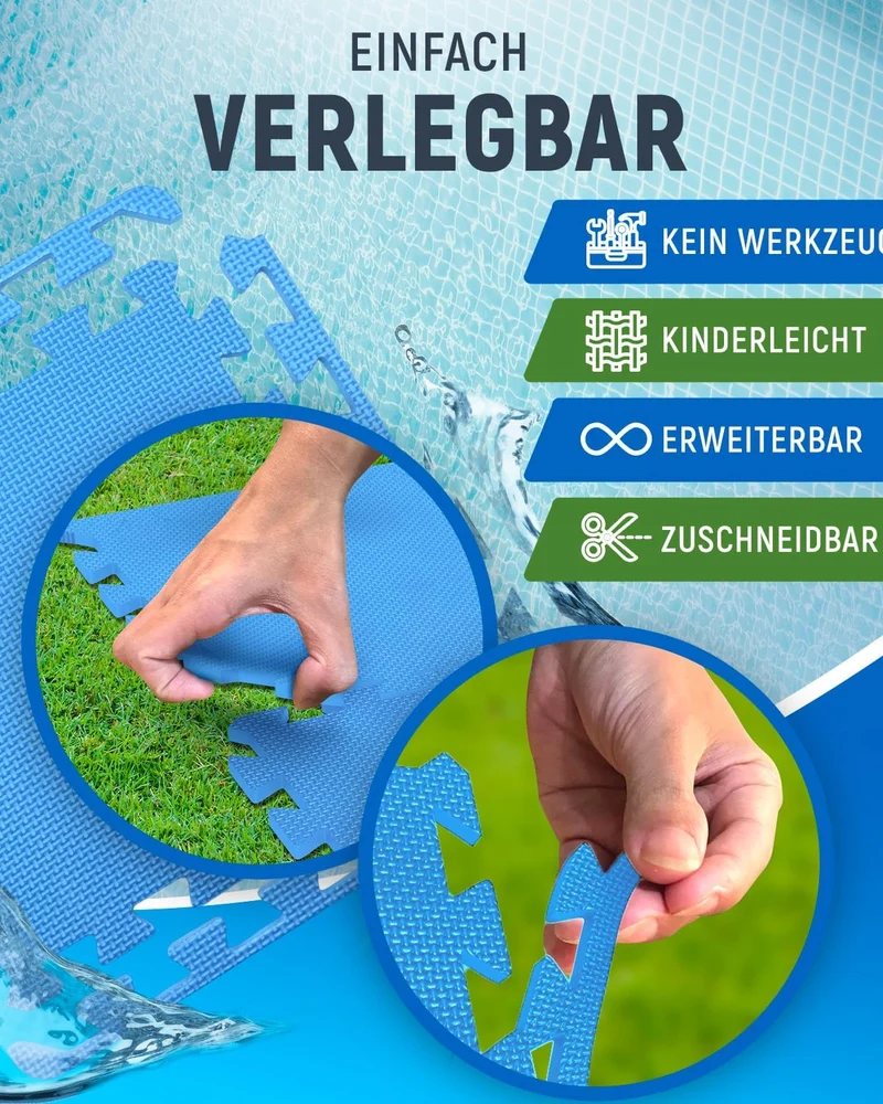 Bodenschutzmatte Pool Outdoor, zuschneidbar, für Whirlpool und Planschbecken (Schwarz)